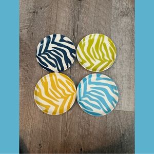 Jonathan Adler Zebra porcelain coasters. Set of 4 porcelain, never used